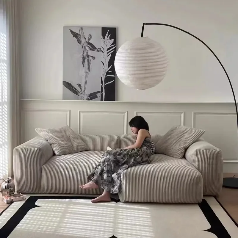 for Modern Simple Retro Hippo Sofa Living Room Bedroom Reclining Sleeping Double Three Seater Nordic Small Apartment Sofa
