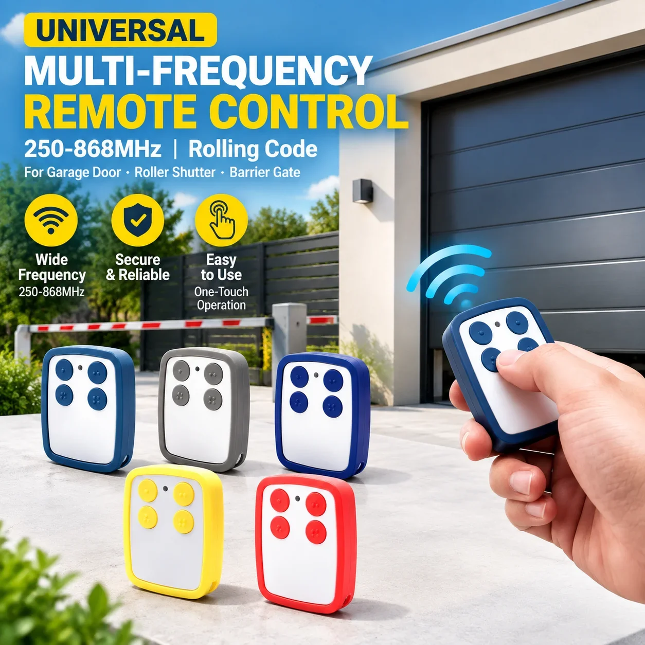 Universal Multi-Frequency Copy Remote Control 250-868MHz Rolling Code for Garage Door Roller Shutter Barrier Gate Wireless
