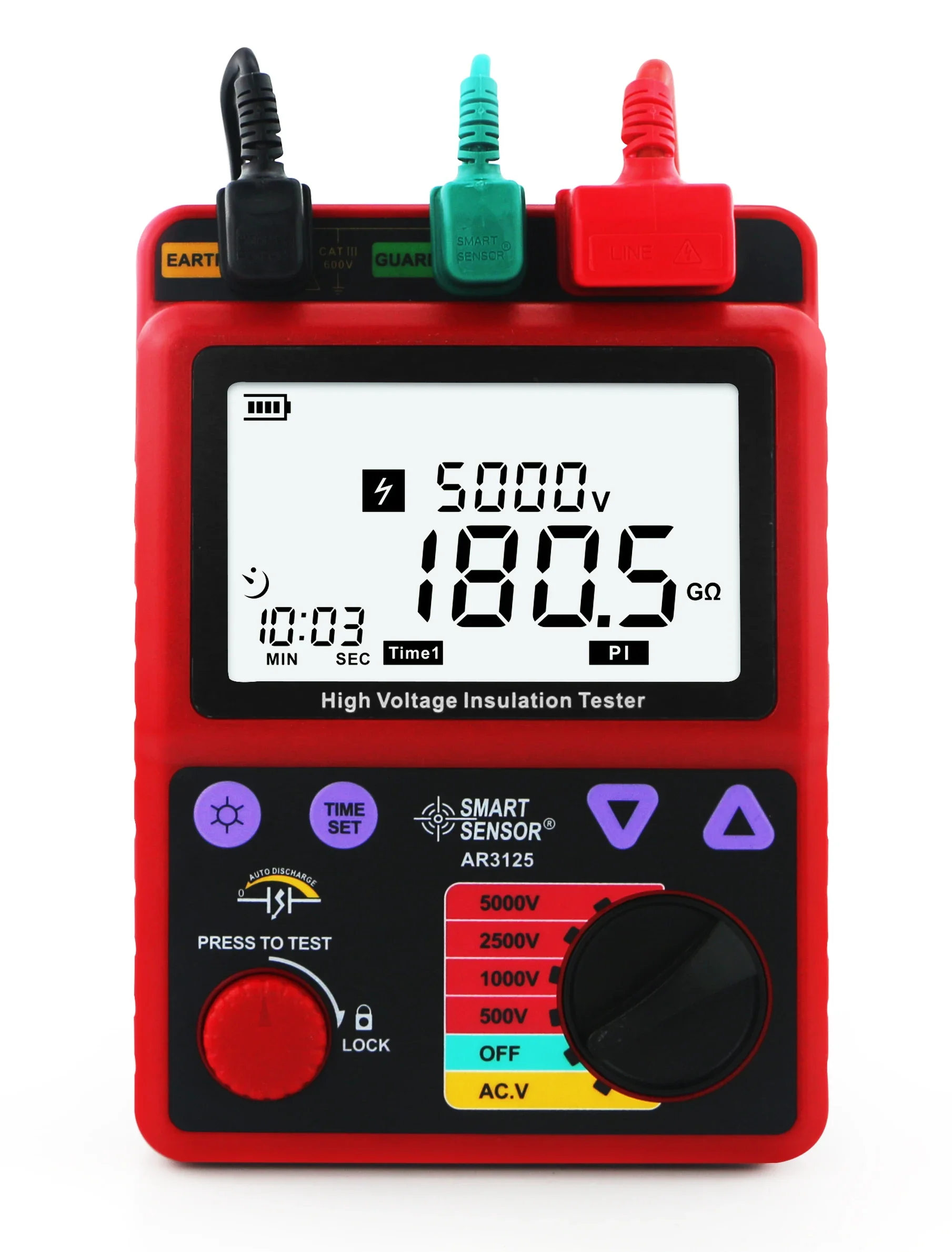 SMART AR3125 500 - 5000V Digital Megohmmeter Voltage Tester Ohm Meter Insulation Resistance Tester