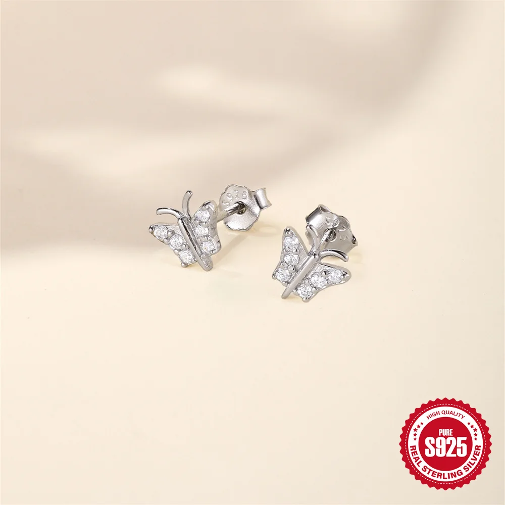 CANNER 925 Sterling Silber Nieten-Zirkon-Ohrstecker mit flachem Kopf für Damen, geometrischer Pferdeaugen-Partyschmuck, Geburtstagsgeschenke