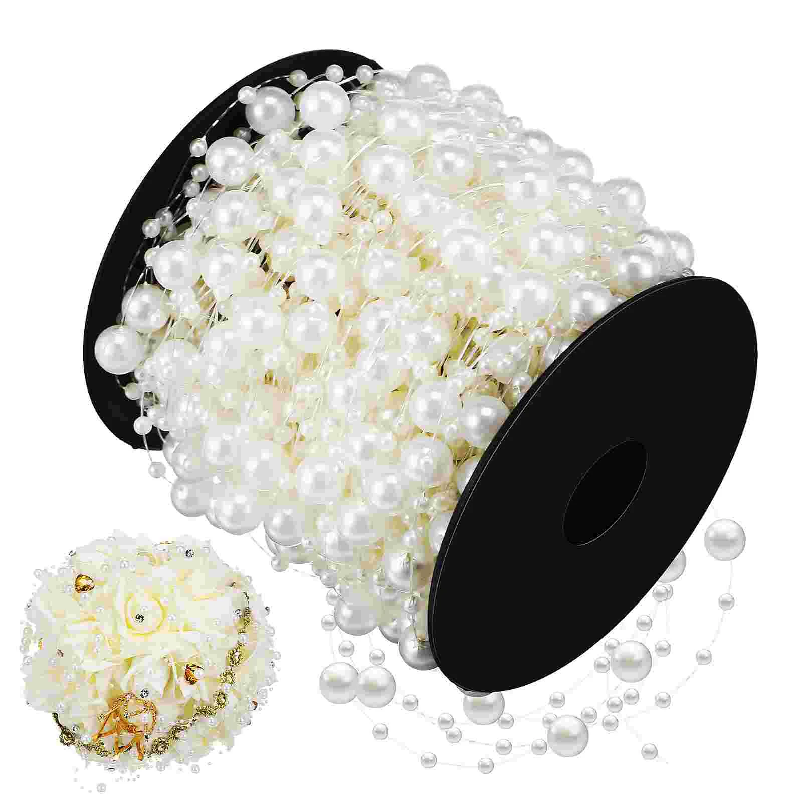 Wedding Bouquet White Beads for Christmas Tree Garland Fake Pearl Artificial Pearls Chain Decor