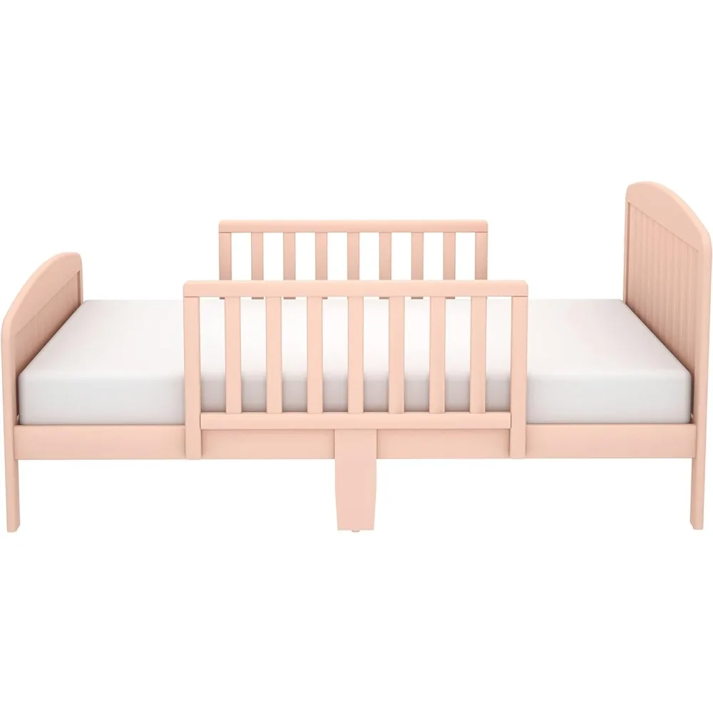 Children Bed, Solid Wood Modern Design Transitional Bed for Kids with Rails for Children's Bedroom with 2 Safety Guards