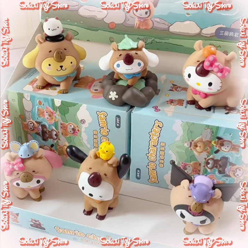 

Original New Sanrio & Capybara Blind Box Kuromi Lazy Capybara Figurine Desktop Decoration Toy Collection Children Toy Gift