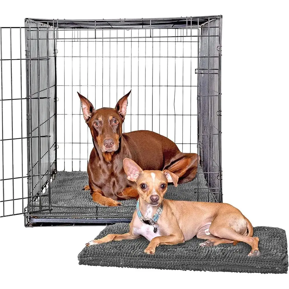 

Ultra-Absorbent Microfiber Chenille Travel Dog Bed - Plush Pad, Gray, Extra-Large 28 x 42