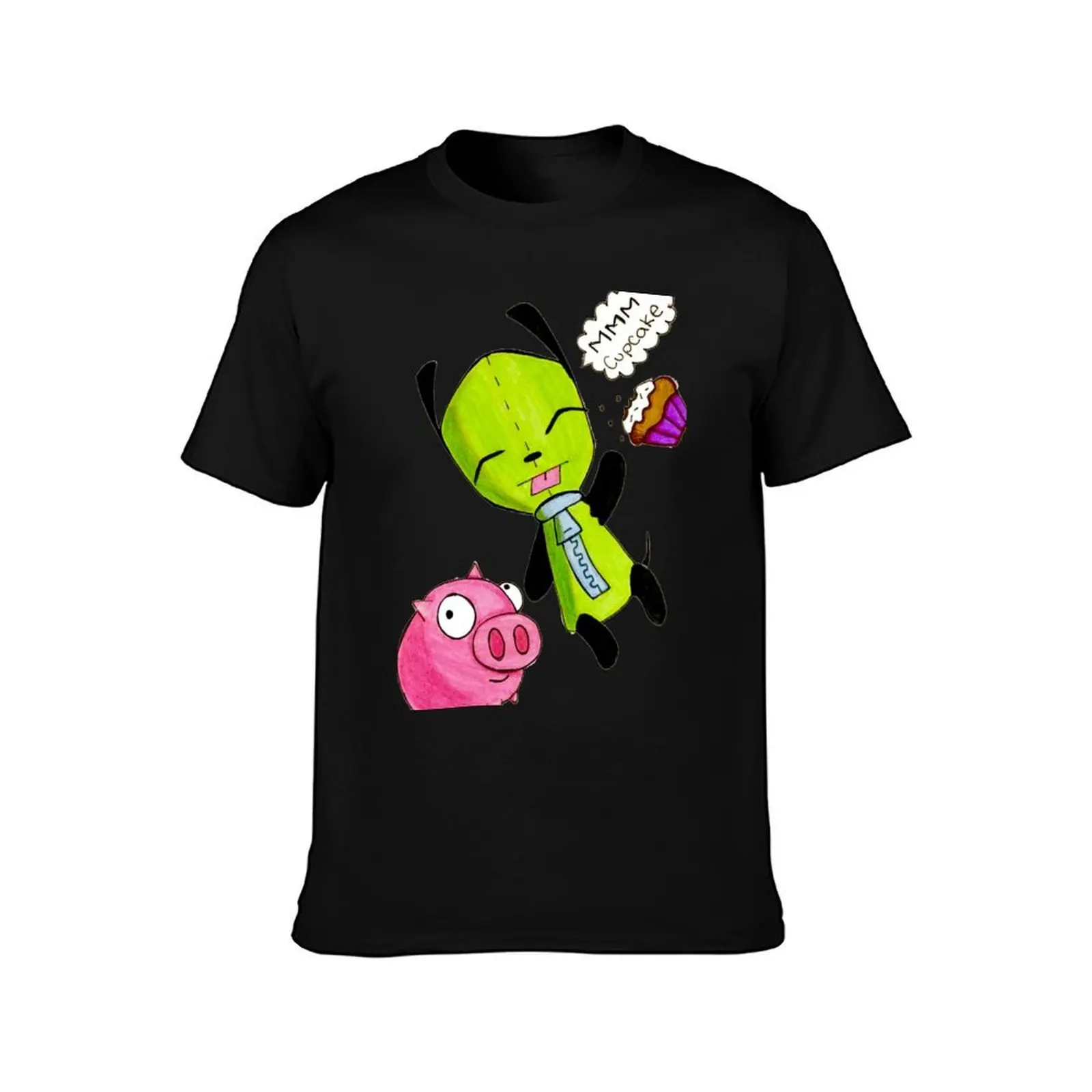 Gir with his pig and cupcake T-Shirt Casual Basic Short Sleeve T-Shirt
