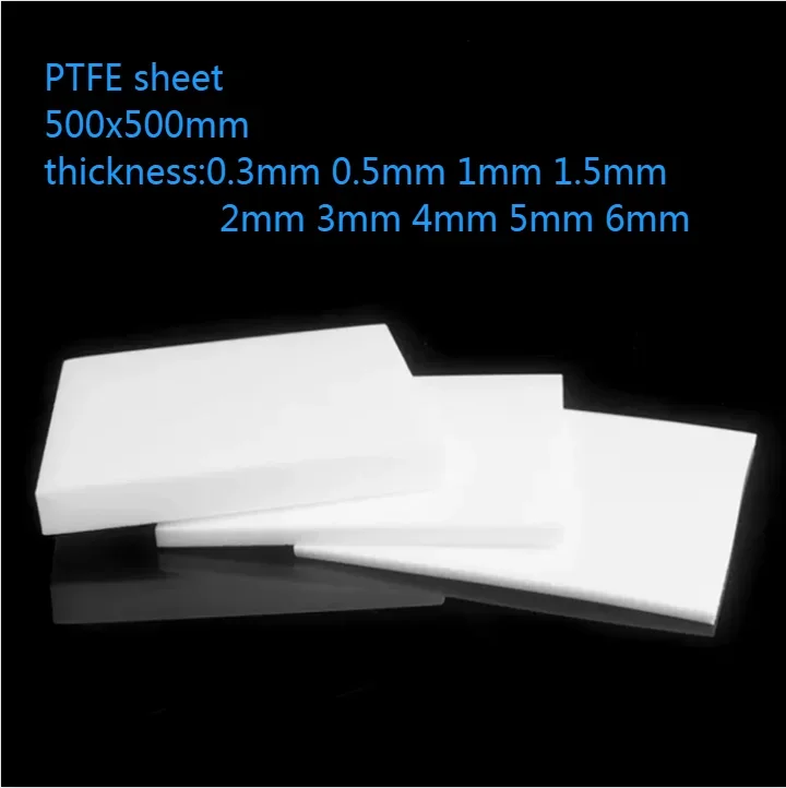 

500x500mm 1PC Hard PTFE Board Teflonto Plastic Sheet PTFE Gasket Handmade DIY Material Processing Thickness 0.3-6mm