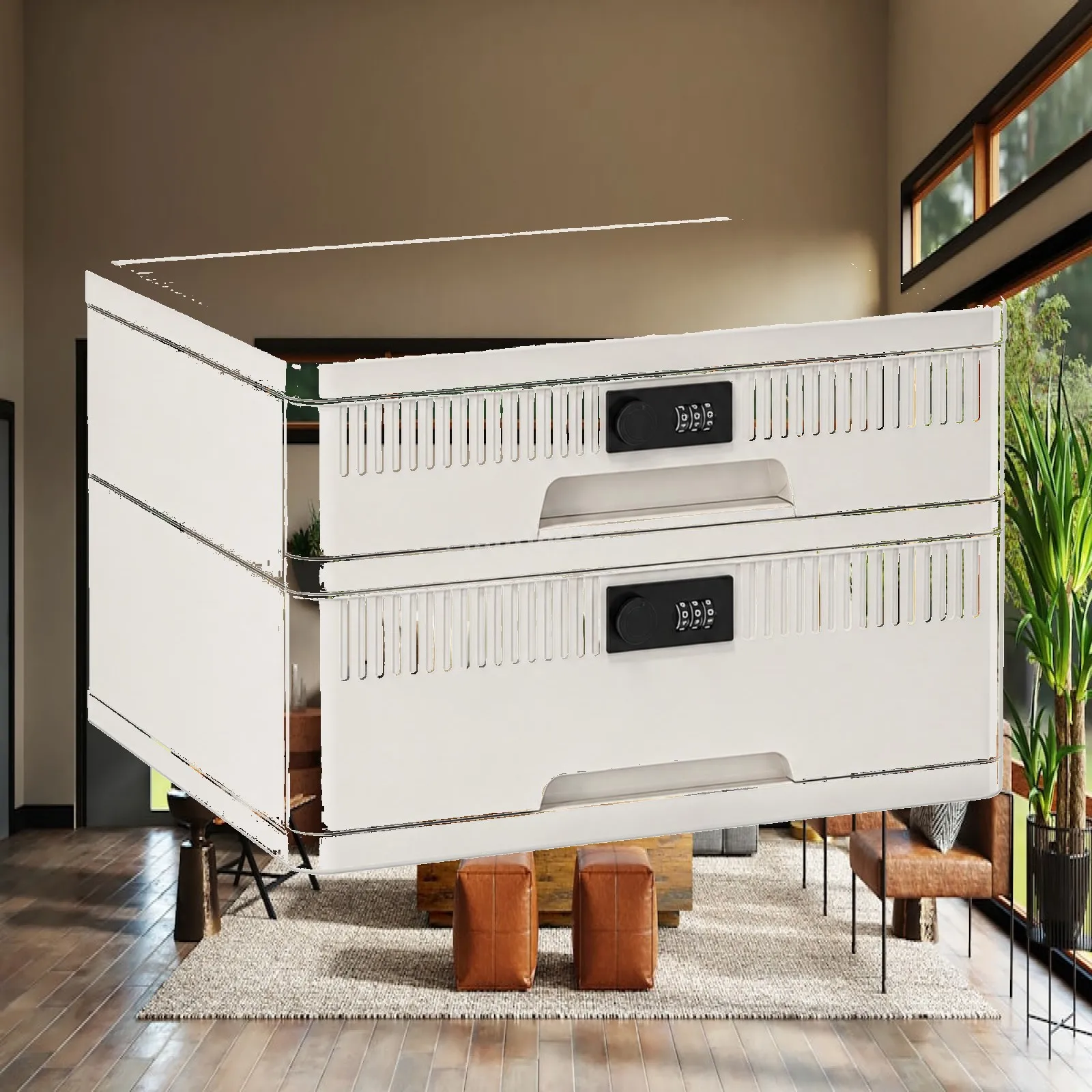 Plastic Drawer Cabinet with Combination Lock Privacy-Focused Lockable Drawer Storage Cabinet Narrow Slim for Home Office