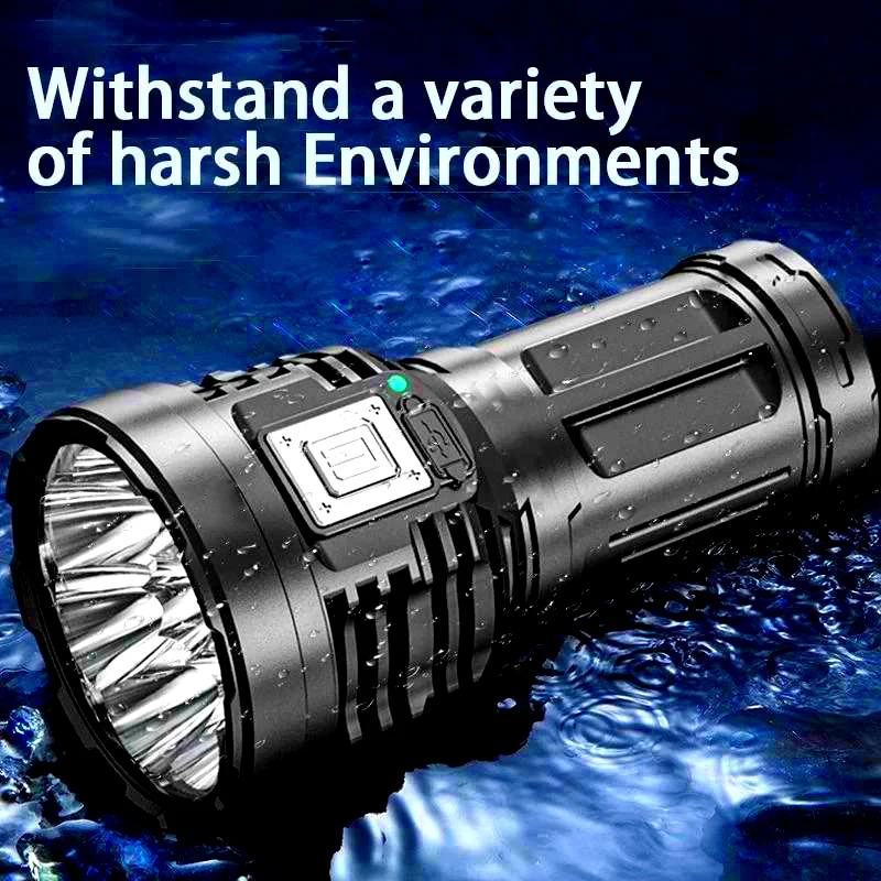 6000LM 8LED High Power Led Flashlights Strong Light Flashlight With COB Light USB Rechargeable Camping Torch Portable LED Lamp