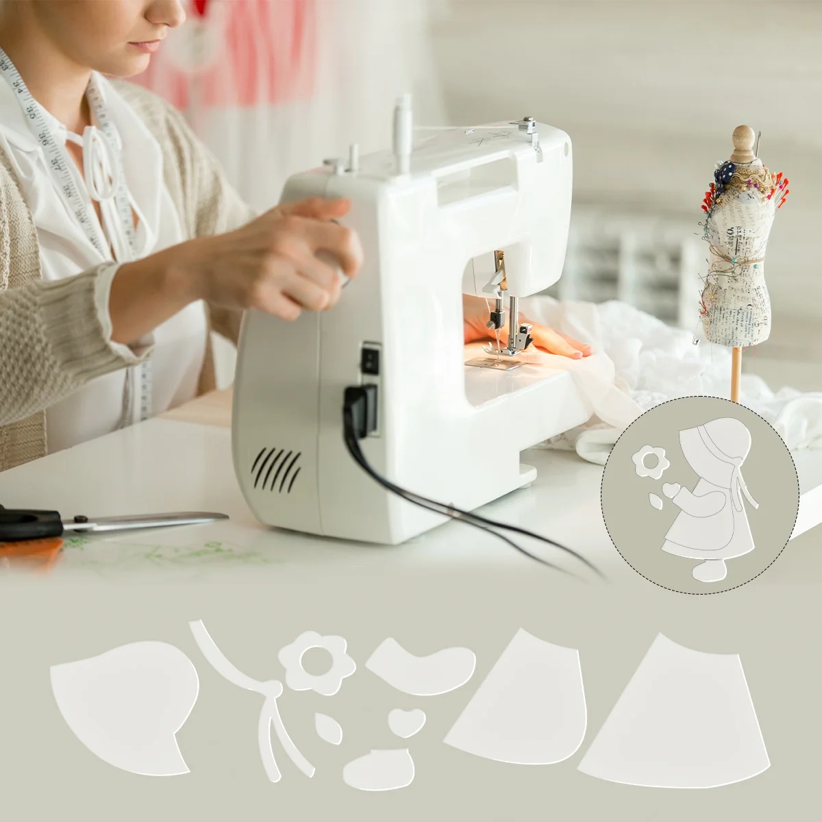 9pcs Acrylic Girl Quilting Template - Precision Sewing & Repair Tool for DIY Patterns on Bedding Pillowcases Clothing Bags - view 5