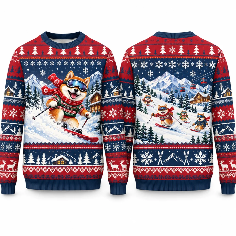 Holiday Llama Weihnachtssweatshirt für Herren, 3D lustiges Tiermotiv, Rundhalsausschnitt, Pullover, langärmelig, hässliches Weihnachtsparty-Geschenk, Neuartiges Kleidungsstück – Detail 6