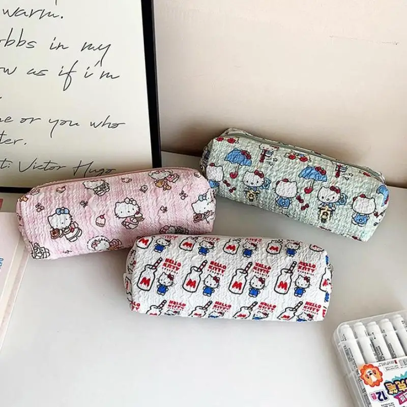 Hello Kitty canvas etui met hoge capaciteit opbergtas student briefpapier cosmetisch etui schattige meisjesgeschenken