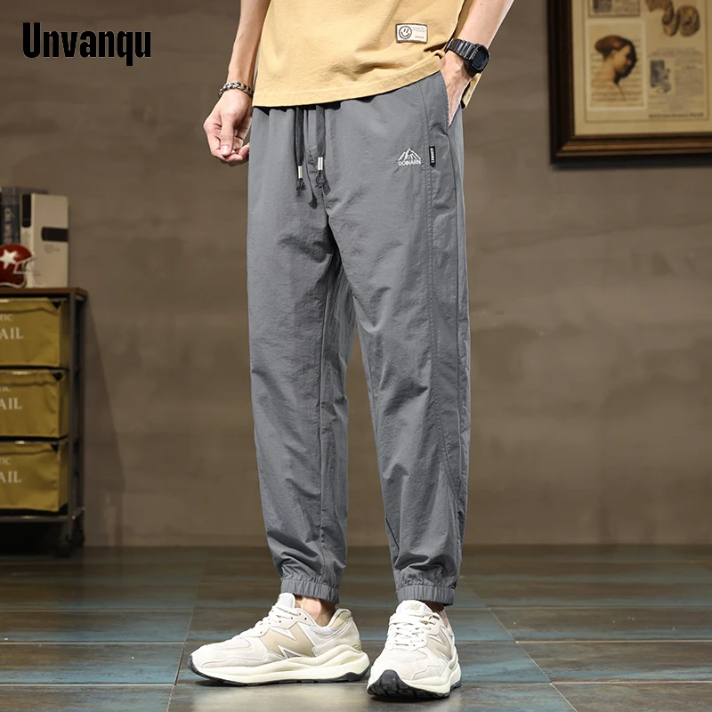 Unvanqu Harajuku Street Youth Slim Harem Pants 2024 Summer Fashion Casual Men's Slim All Match Outdoor Sports Jogging Trousers