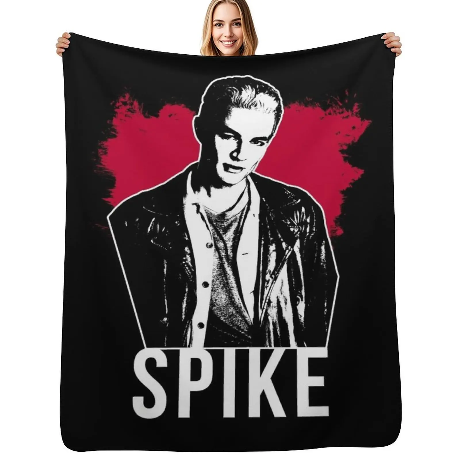 

Spike the Vampire - Red with White Text (BtVS) Throw Blanket Outdoor Soft Blanket for Picnic Beach Camping