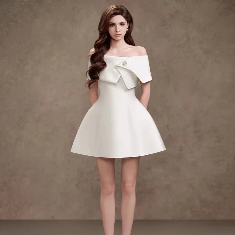 

Sexy Off-shoulder Short Sleeves Evening Dresses Sexy Celebrity Dress Exquisite High Quality Prom Party Gowns Women Customized