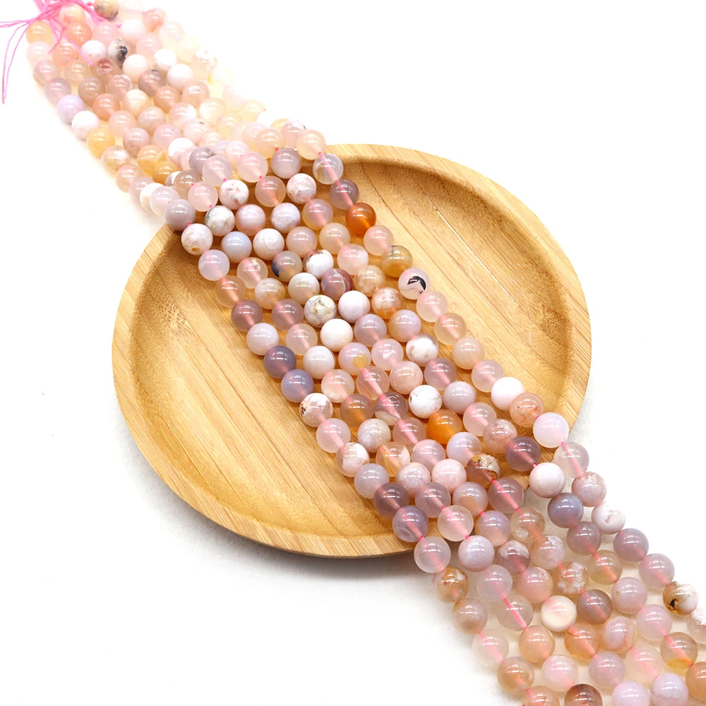 

6/8/10mm Natural Sakura Agate Beads Round Polished Semi-precious Stone Loose Bead Handmade Necklace Bracelet Accessory 1 Strand