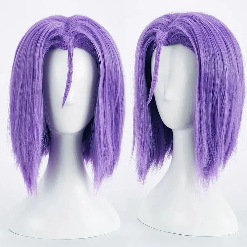 New 2024 Anime Rocket Team James Cosplay Wig Unisex Short Purple Hair Heat Resistant Synthetic Wigs Halloween Props