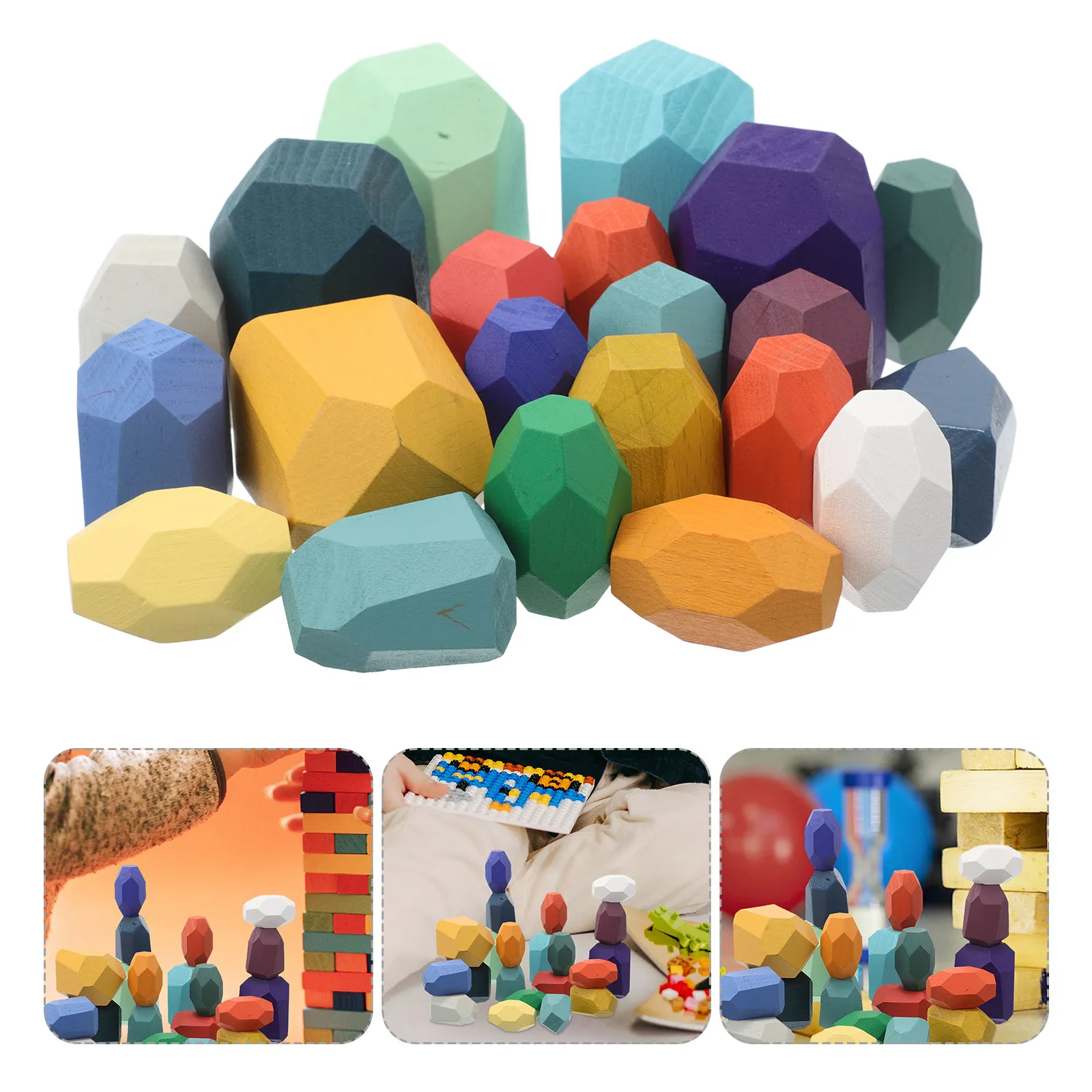 

1Set Wooden Stacking Blocks Irregular Shape Montessori Educational Plaything for Kids Infant Development