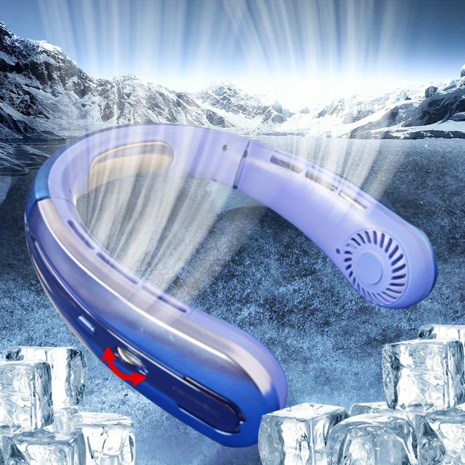 

USB Hanging Neck Fan With 100 Wind Speed Adjustment, Physical Cooling Film, Type-c Fast Charging Silent Turbine, LED Display