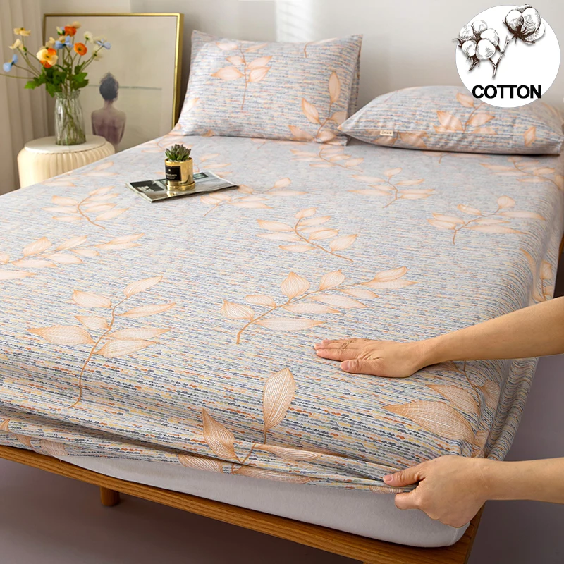 

Простыня из 100% хлопка с принтом — цветочный дизайн, гипоаллергенная и мягкая для односпальной/двуспальной кровати, подходит для всех сезонов