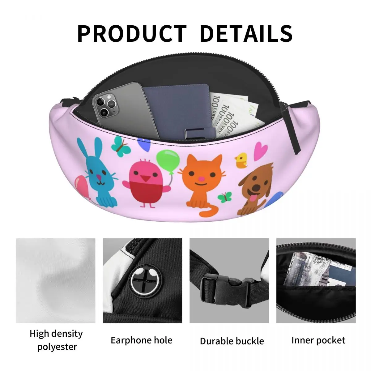 حقيبة خصر كروس بودي بلاي ساجو ميني بينك للرجال والنساء، حقيبة فاني للسفر والجري وحقيبة هاتف المال