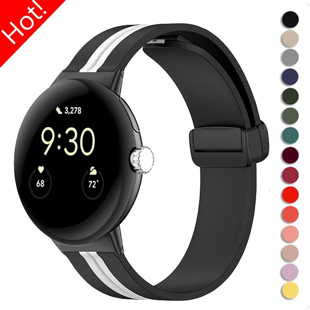 

Silicone Magnetic Strap for Google Pixel Watch 2 Band Accessories Soft Sport Smartwatch Silicone Bracelet Correa for Pixel Watch