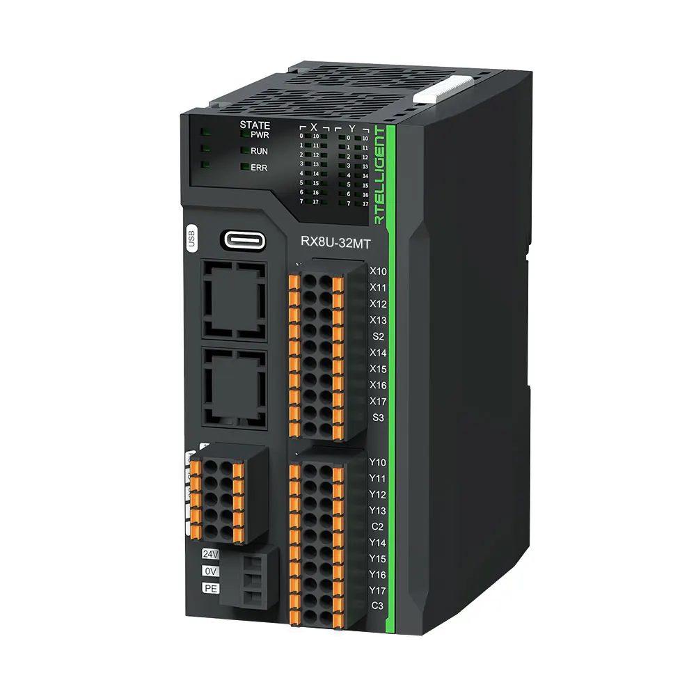 Серия RX RX8U-32MT Промышленный совместим с температурным сетевым портом FX3U Импульсный 8-осевой модуль ввода-вывода Контроллер ПЛК Серия RX RX8U-32MT Промышленный совместим с температурным сетевым портом FX3U Импульсный 8-осевой модуль ввода-вывода Контроллер ПЛК