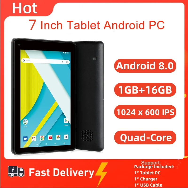 Hot Sales 7 INCH 1GB RAM 16GB ROM RCT6873 Android 8.0 Tablet PC 1024 x 600 Pixels RK30sdk Quad-Core WIFI Front 2.0MP Camera