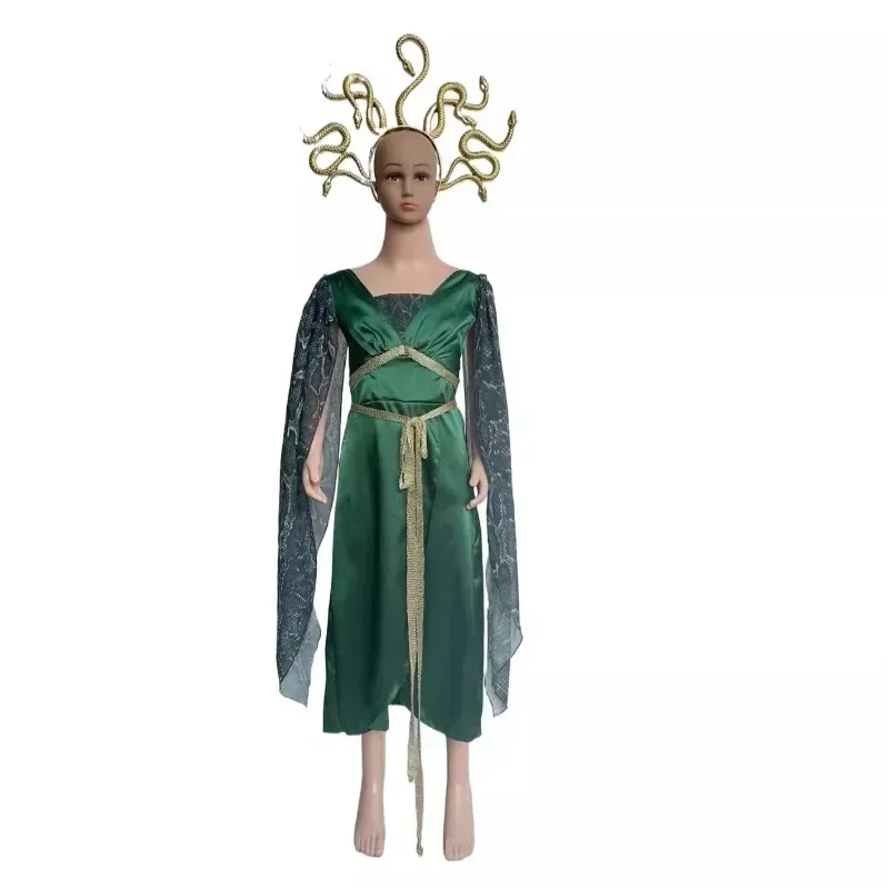 Medusa Performance Costume Halloween Costumes for Children Greek Mythology Cyan Gol Worker Gorgon Cosplay