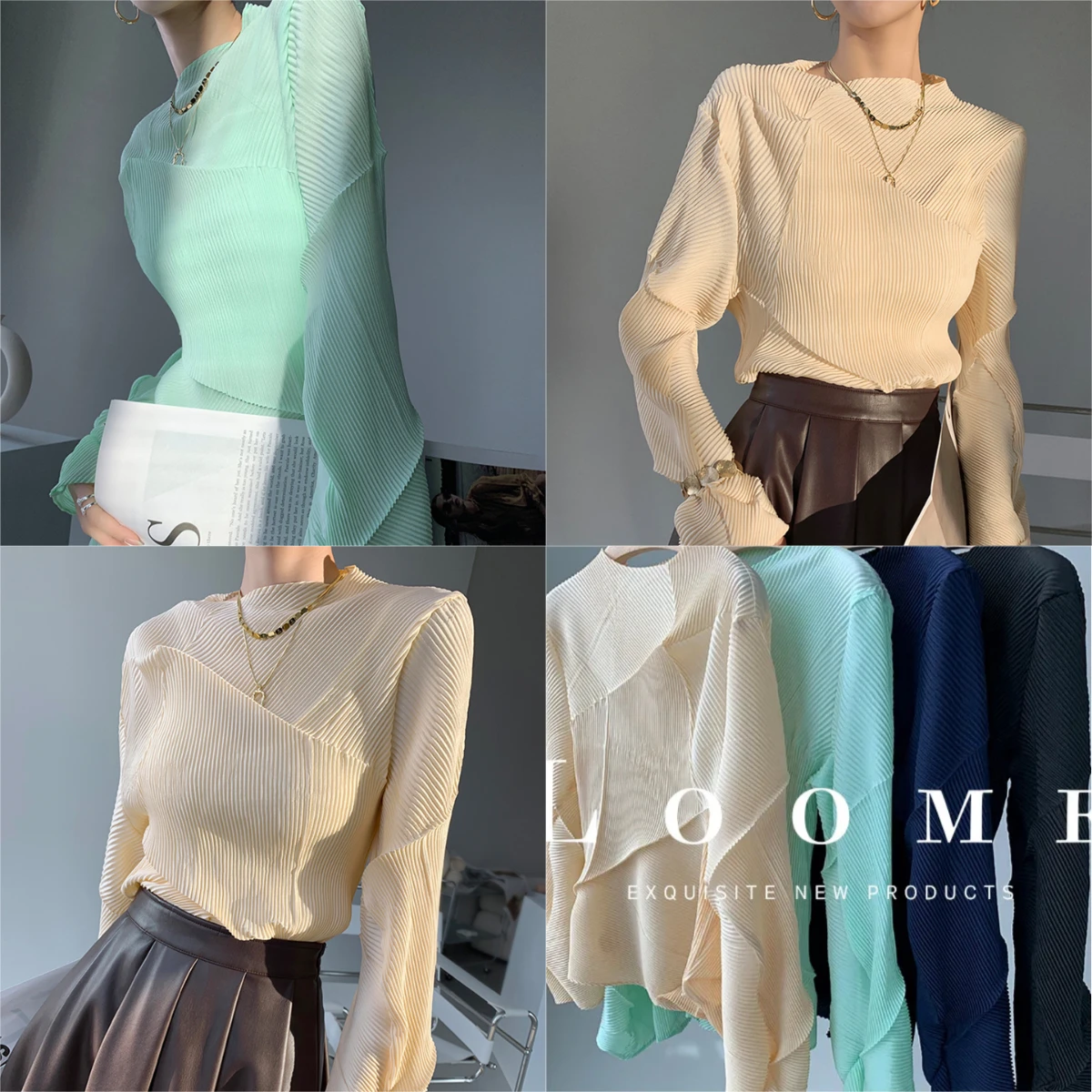 

Miyake Pleated 2025 Autumn and Winter New Long-sleeved T-shirt Fashion High-end Solid Color Fashionable Design Top Oxygen Sense