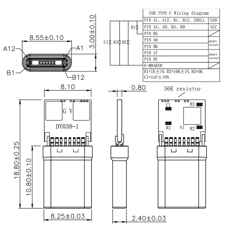 M16K-10Pcs 12V PD/QC 디코이 보드 고속 충전 모듈(쉘 PD 2 3.0 DC 트리거 USB Type-C Male QC4 충전 커넥터 White Du 포함)