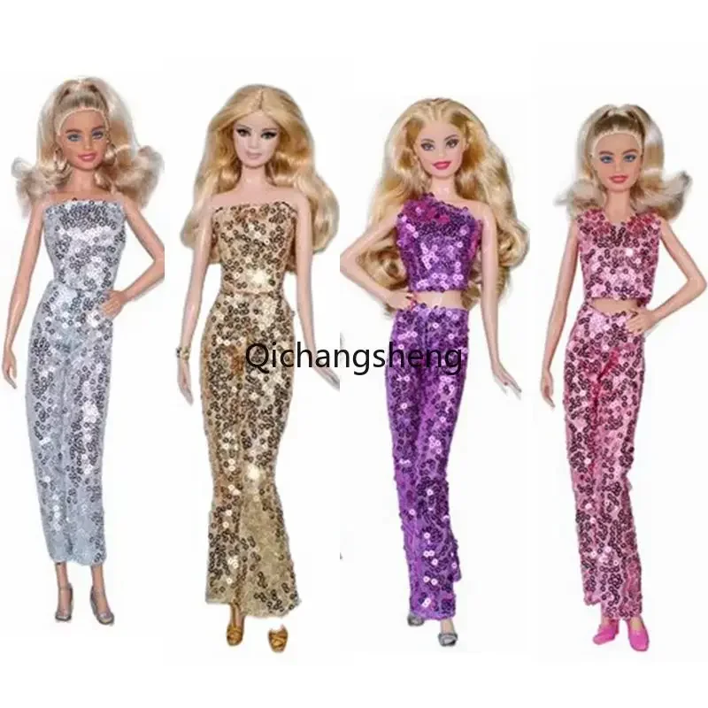 

Fashion Sequin 1/6 Doll Clothes Set For Barbie Dress Princess Outfits Top Pants Skirt Evening Gown 11.5" Dolls Accessories Toys