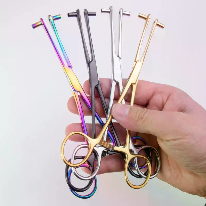 Colorful Body Piercing Pliers Surgical Steel Fix Forceps Tweezers For Septum Cartilage Tongue Body Piercing Clamp Tool