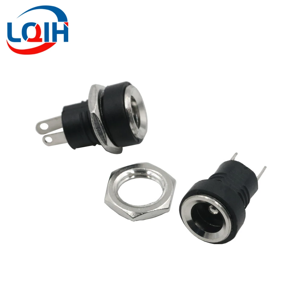 10Pcs DC Connectors 5.5x2.1mm 3.5x1.3mm DC Power Plug Male Female Jack Socket Nut Panel Mount DC Power Adapter Connector 5.5*2.1