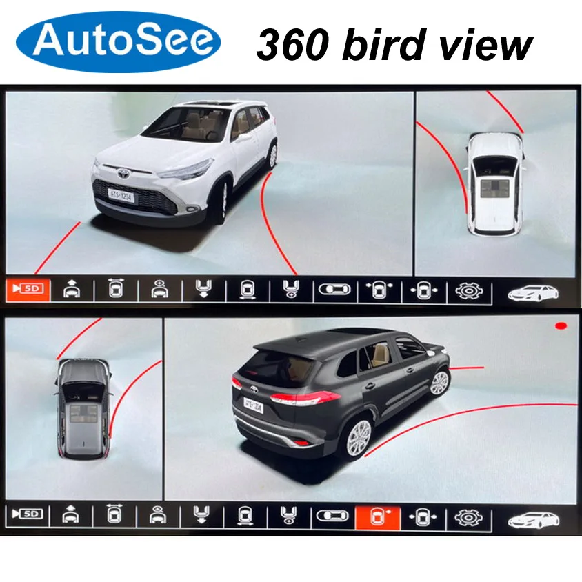 suit orignial OEM monitor CANBUS 2022 for Toyota Frontlander 360° camera 3D bird eye Panoramic view Front rear Surround reverse