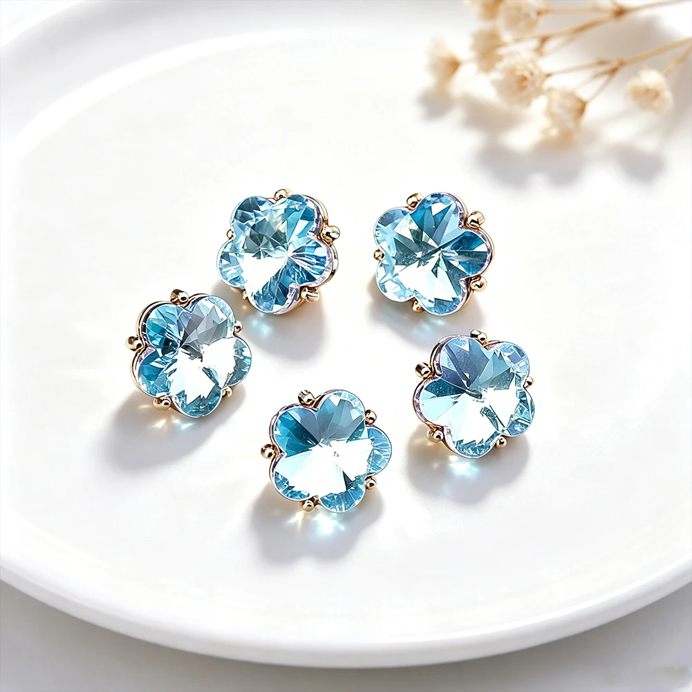 10pcs Flower Rhinestones Shank Buttons Gold Claw Glass Crystal Sewing Button Needlework DIY Cloth Shirt Cufflinks Embellishments view 4