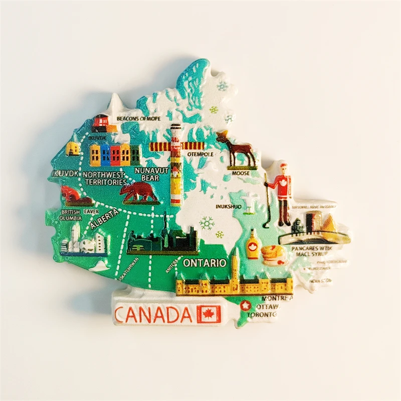 Canada，Map，3D Stereoscopic，Tourism souvenirs，Resin painting，decoration home，collection，refrigerator magnets