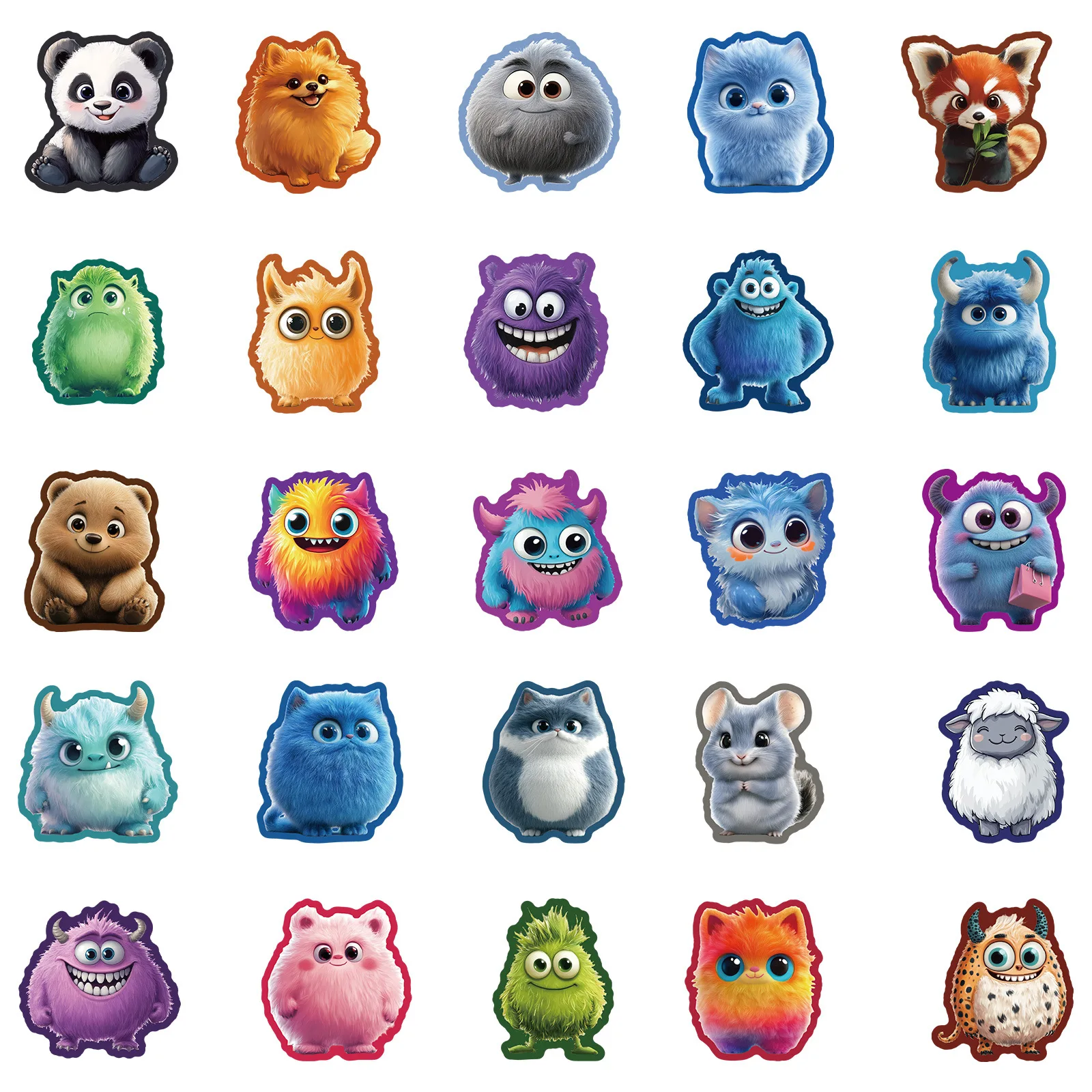 10/50 قطعة Kawaii فروي دمية الكتابة على الجدران ملصقات الكرتون الوحش DIY بها بنفسك اللعب سر لزجاجة سجل القصاصات حقيبة السفر الشارات الجمالية