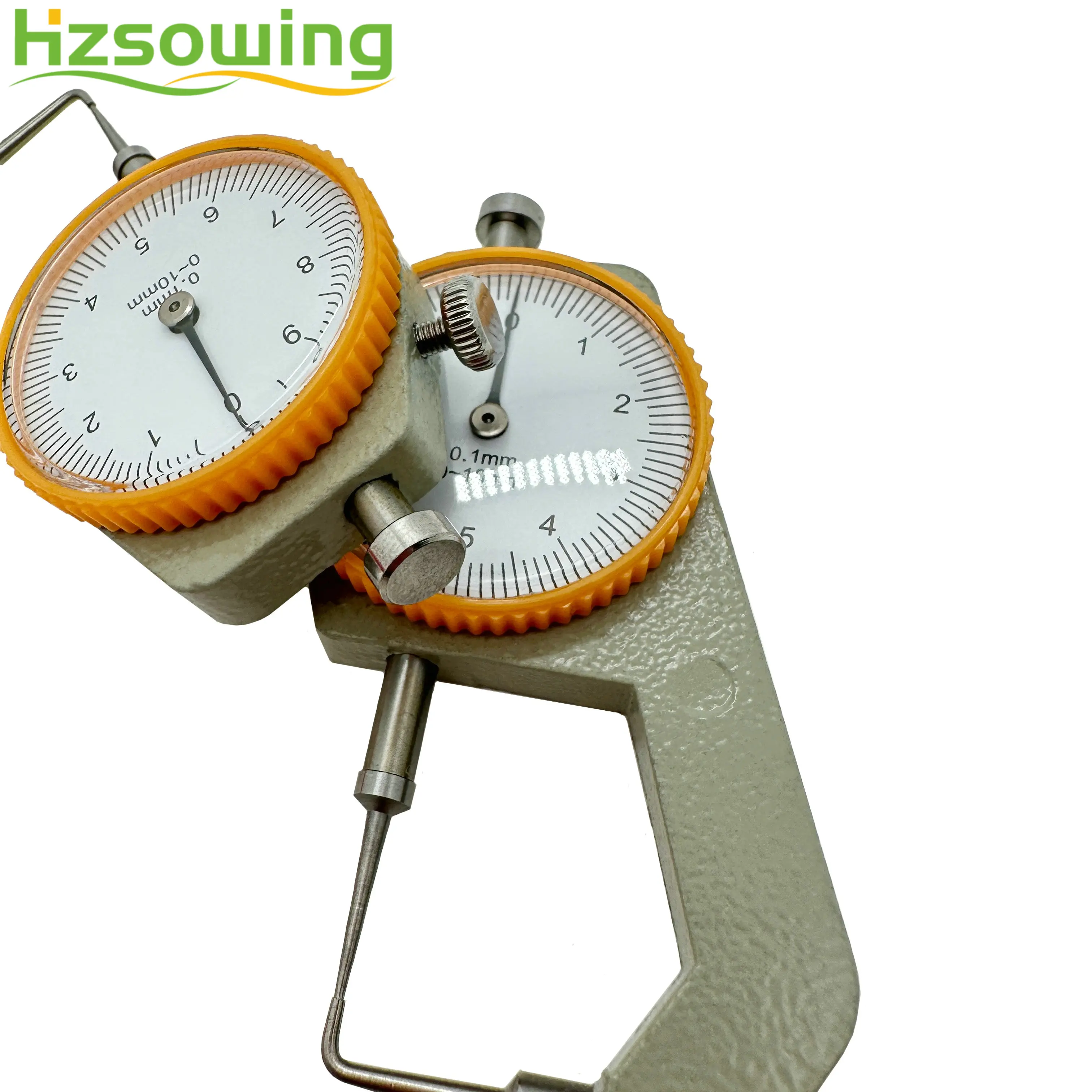 0 to 10mm Range Measuring Tool 0.05mm Resolution Round Dial Thickness Gauge Portable Compatible with Leather Cloth