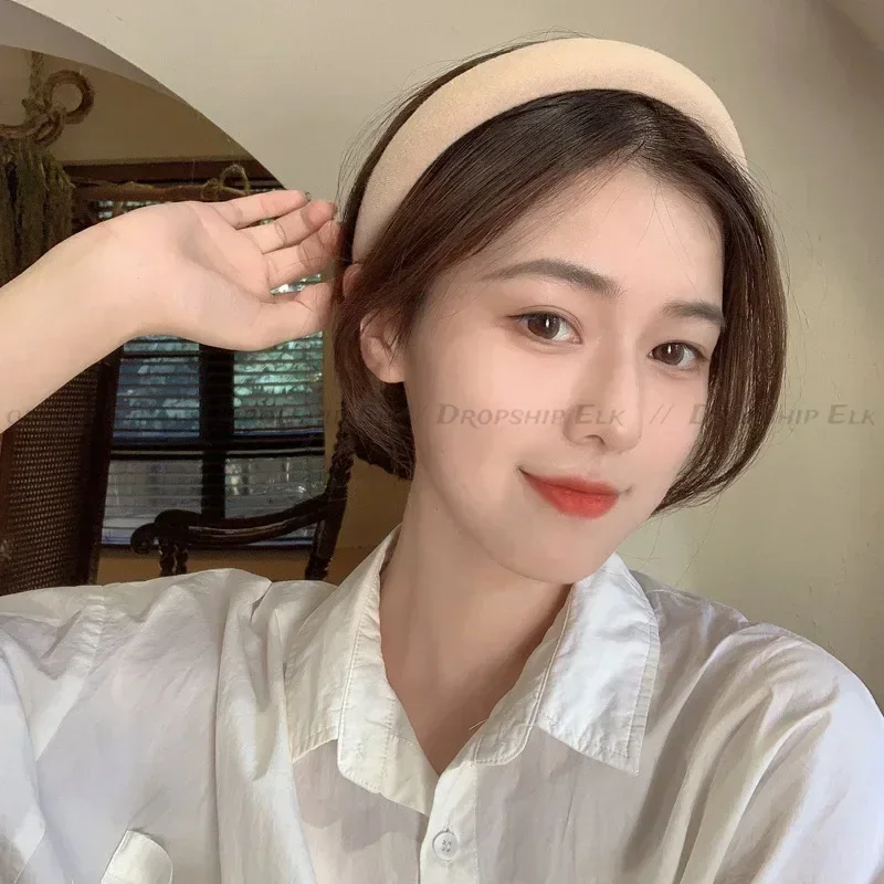 SolidเบาะHeadbandsผู้หญิงกว้างBezel Hairbandsหนากํามะหยี่ผมHoopสาวฟองน้ําลื่นHairbandแฟชั่นอุปกรณ์เสริมผม