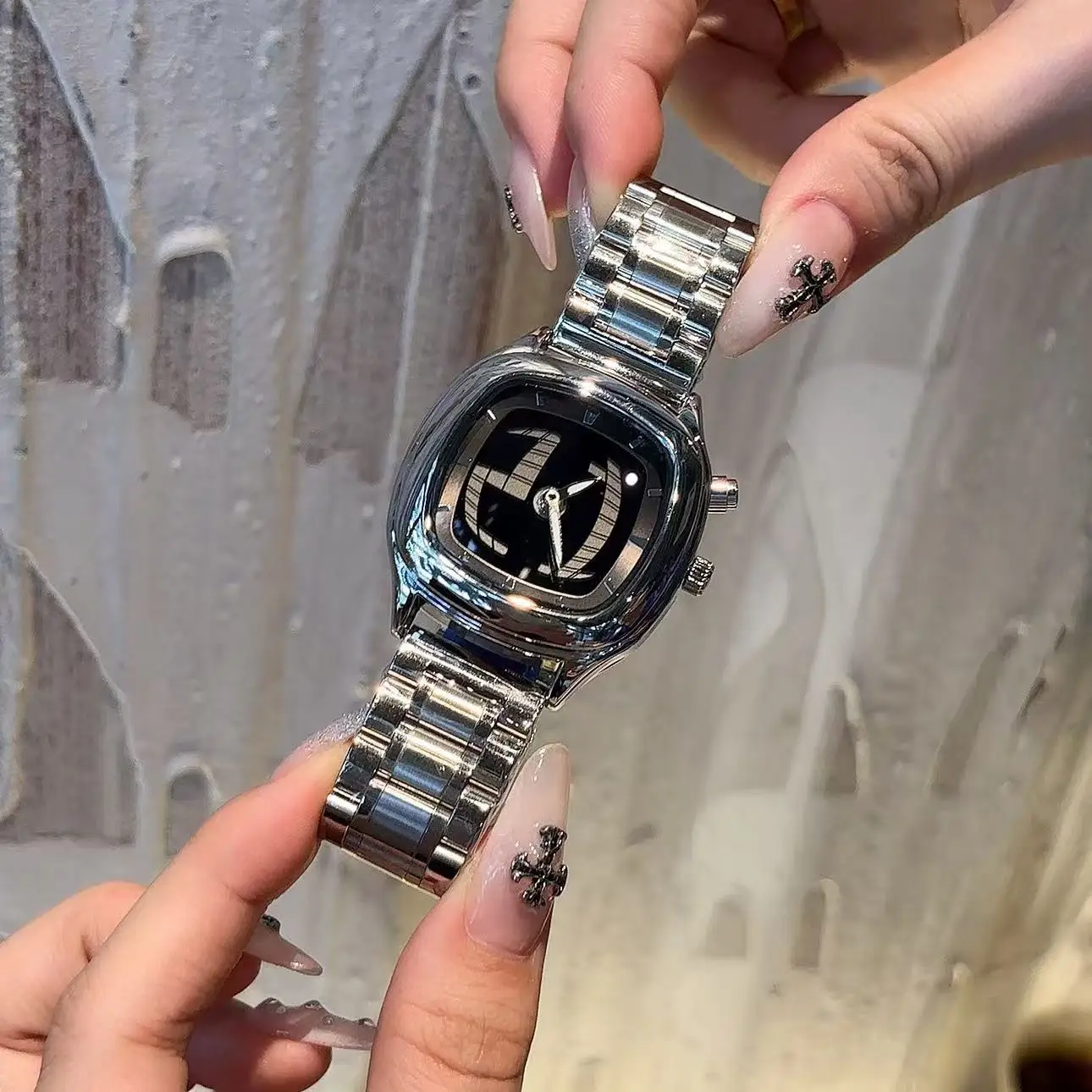 2026 New Design Fashion Retro Steel Belt Dual Display Watch Trend Quartz Couple Watch Ideal Choice For Birthday & Lover Gifts