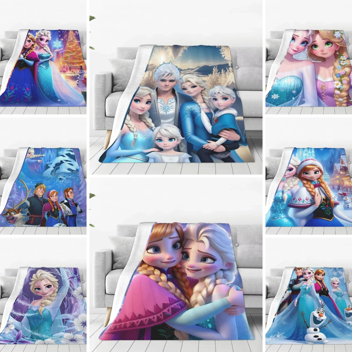 Frozen Anna Elsa Flannel Blanket Spring Soft Durable Throw Blanket for Boy Girl Home Decor Pattern Bedspread Sofa Bed Cover