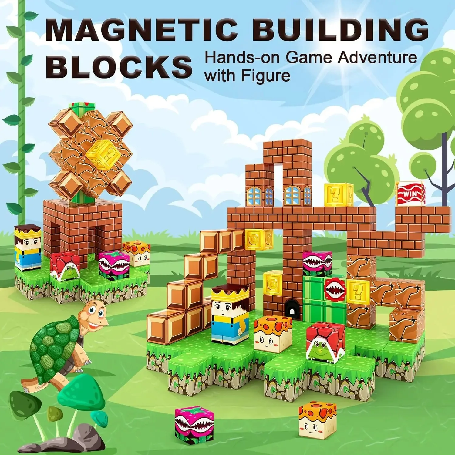 Magnetic Blocks - Build Mine Magnet World Magic Portal Set Magnetic Tiles Building Blocks Toddler Toys STEM Sensory Outdoor Toy