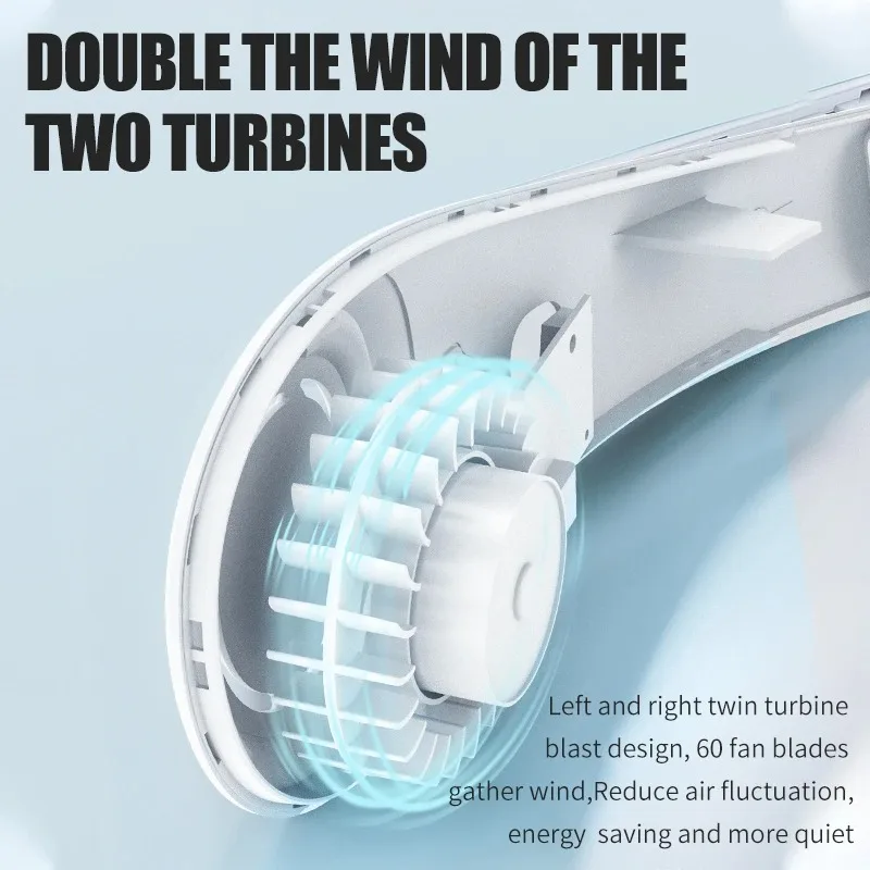 مروحة صغيرة صامتة الرقبة معلقة مروحة USB المحمولة الخالية من الشفرة القابلة لإعادة الشحن Led شاشة ديجيتال مبرد الهواء الكهربائي مروحة رياضية الصيف