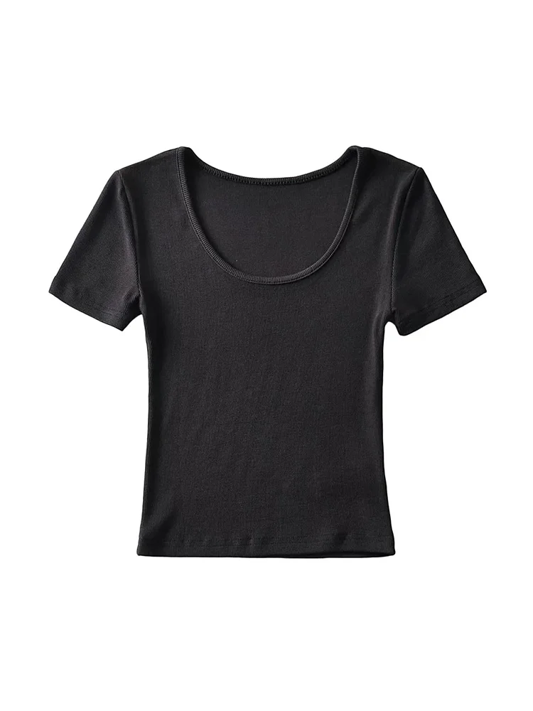 

Casual Summer Woman Slim Fit T-shirt Tight Short-Sleeve O-neck Tee Crop Tops