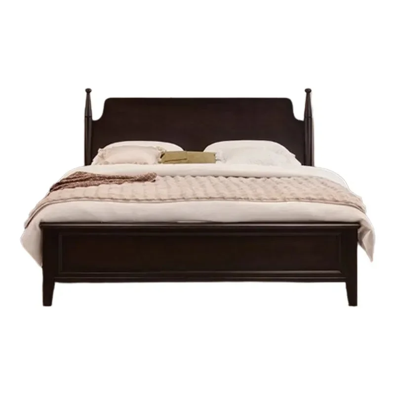 Solid wood bed antique double bed master bedroom wedding bed smoked French country 1.5 mahogany