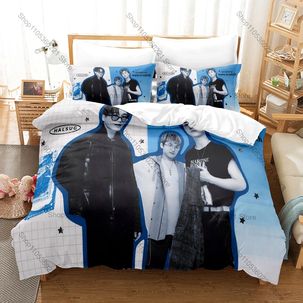 Wave To Earth Themed Bedding 3 Pcs Cozy Quilt Cover Pillow Case Skin-Friendly Bed Set for Music Fans Daily Bedroom Use
