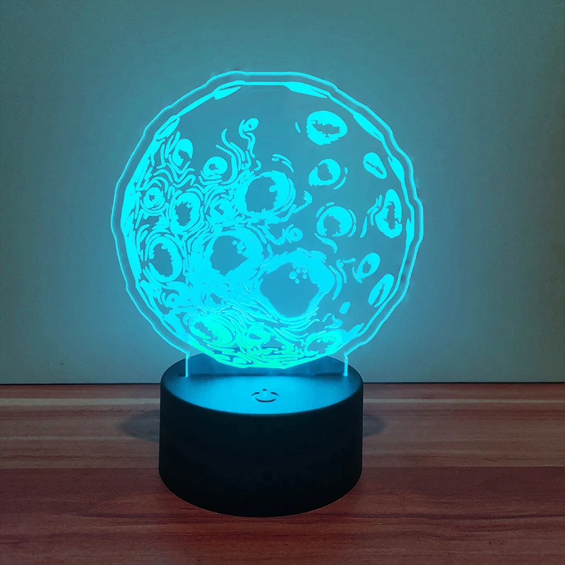 Lámpara de mesa de baja potencia con USB para decoración doméstica, luz nocturna LED acrílica, regalo personalizado, Luna 3d