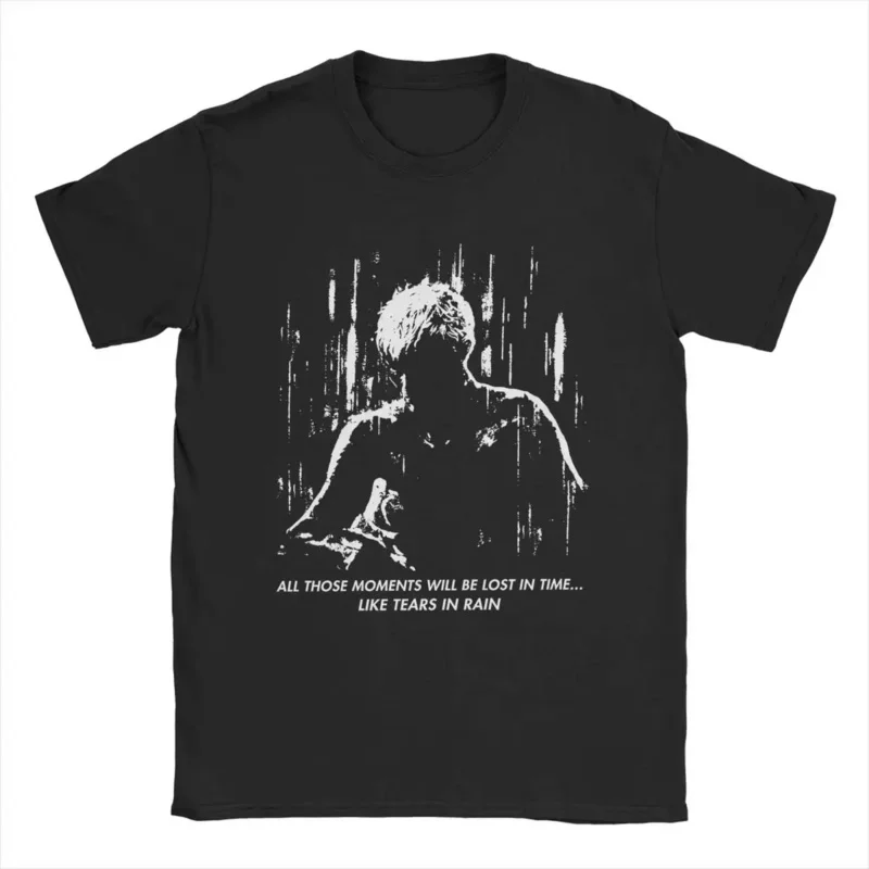 Crazy blade runner like tears in rain T-shirts for men crew neck pure cotton t shirts short sleeve tees graphic printed tops