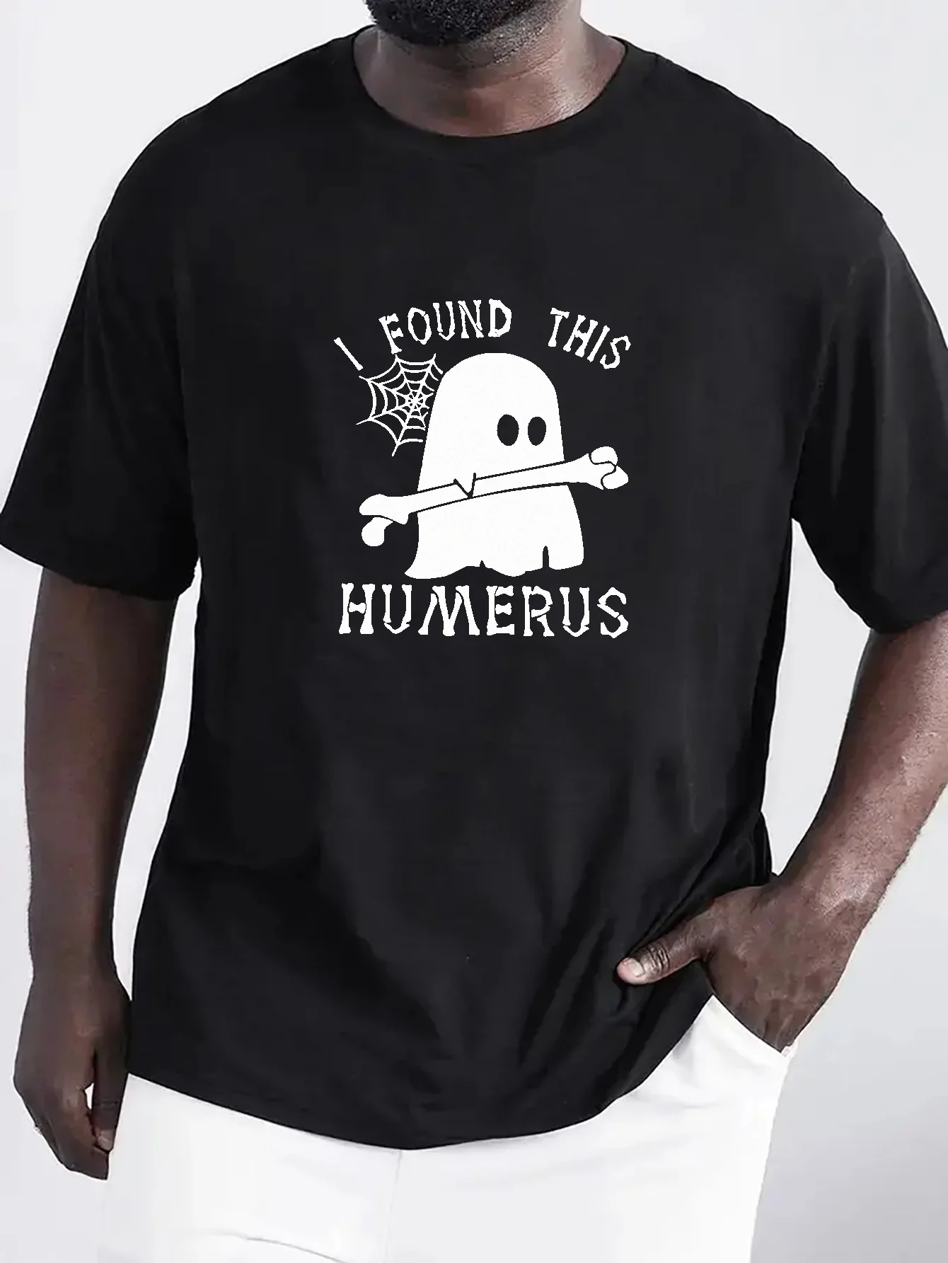 Lovely Ghost Cartoon Pattern Men s T-shirt For Summer Outdoor  Casual Male Clothing  Halloween Gift