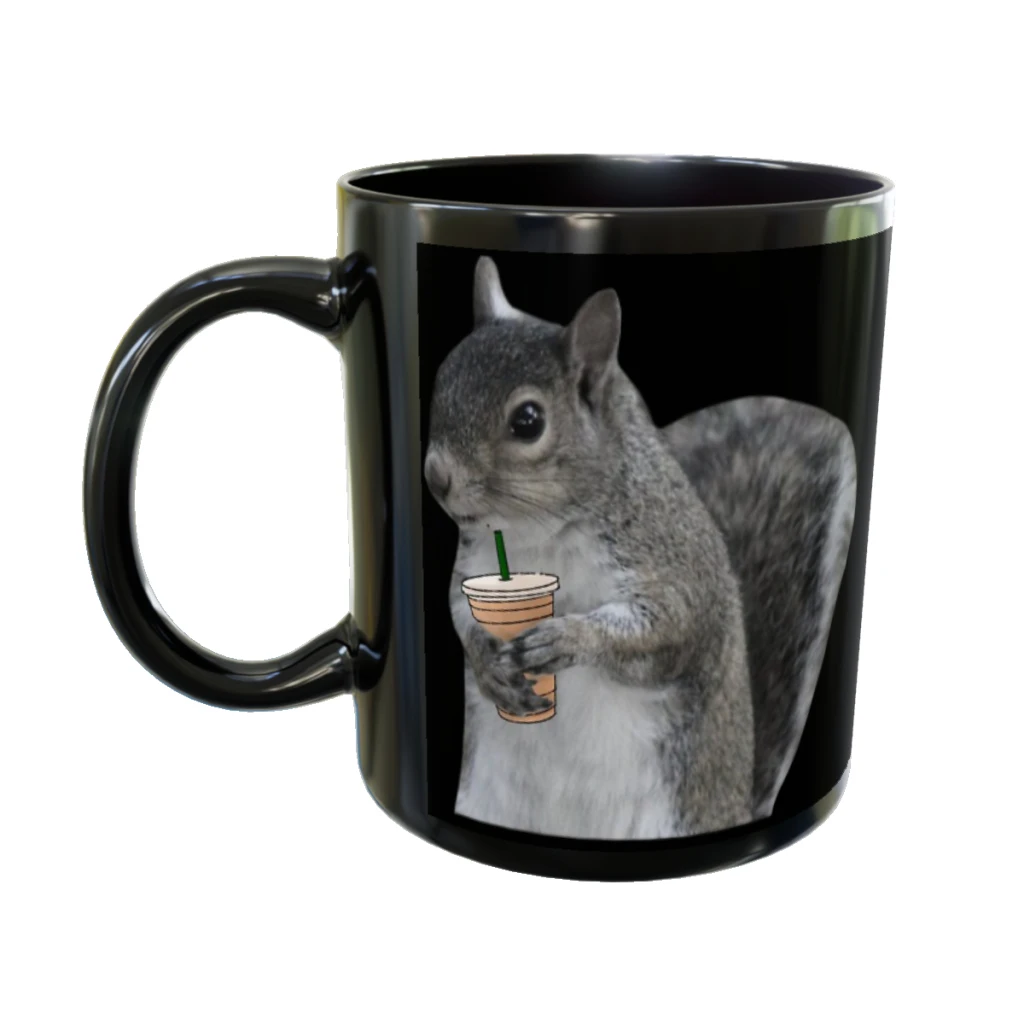 

Squirrel drinking iced coffee Black Coffee Milk Cup Mocha Couple Christmas Mug Kawaii Cups Original Mugs 11oz/325ML